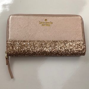 pink glitter kate spade wallet
